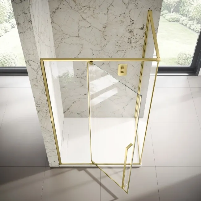 Cologne Brushed Brass Easy Clean 8mm Hinged Shower Enclosure 1200x700mm