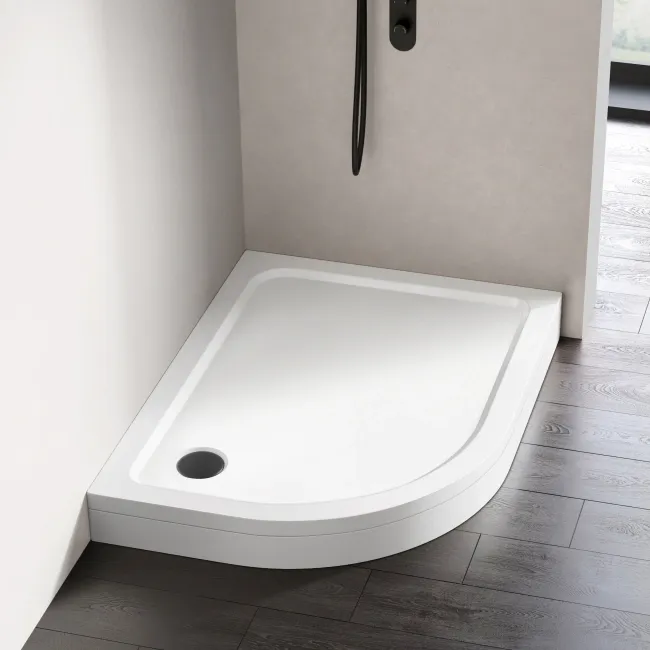 London Offset Quadrant Stone Shower Tray 1200x800mm - Left Handed & Riser Kit