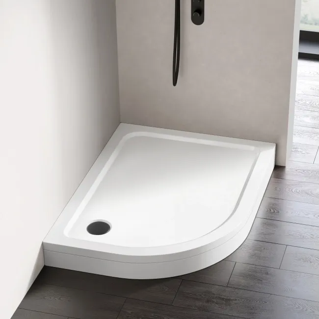 London Offset Quadrant Stone Shower Tray 1200x900mm - Left Handed & Riser Kit