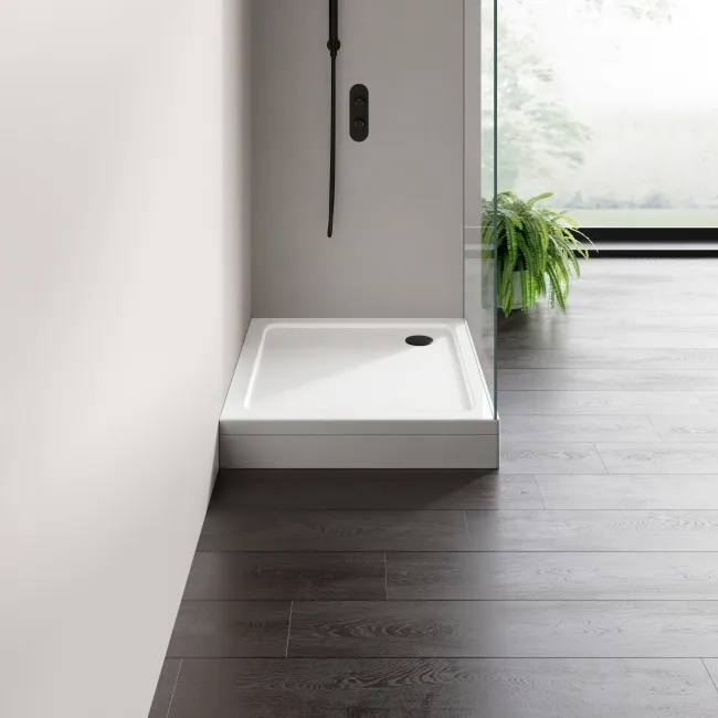 London Rectangular Stone Shower Tray 1000x760mm & Riser Kit