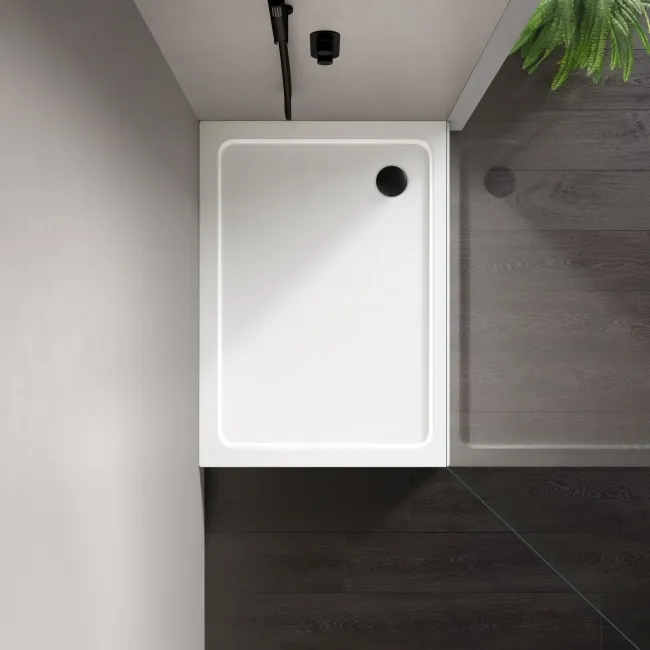 London Rectangular Stone Shower Tray 1100x800mm & Riser Kit