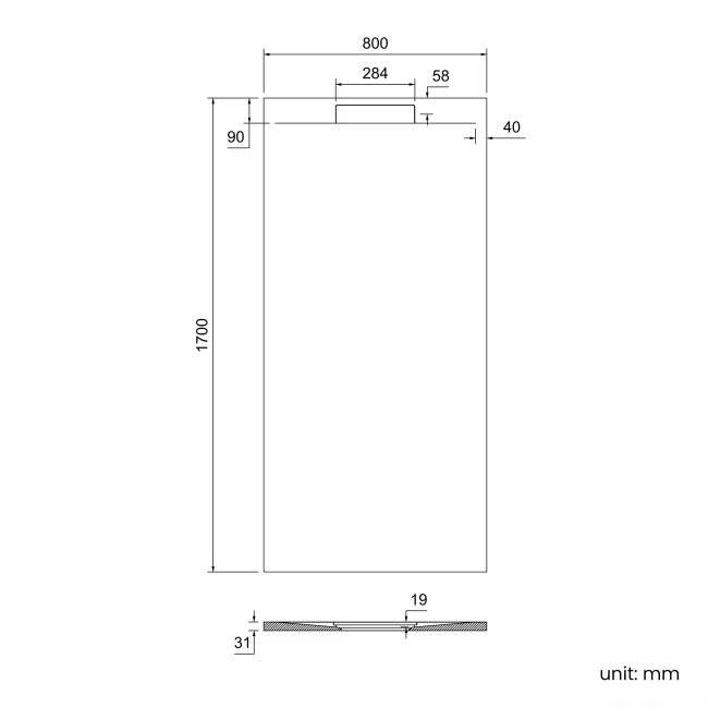 Tokyo Rectangular Matt White Slate Texture Stone Shower Tray 1700x800mm