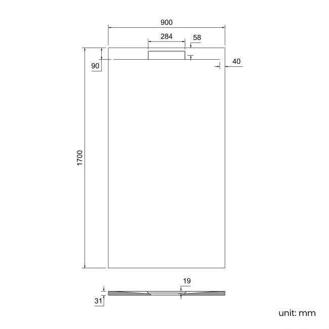 Tokyo Rectangular Matt White Slate Texture Stone Shower Tray 1700x900mm