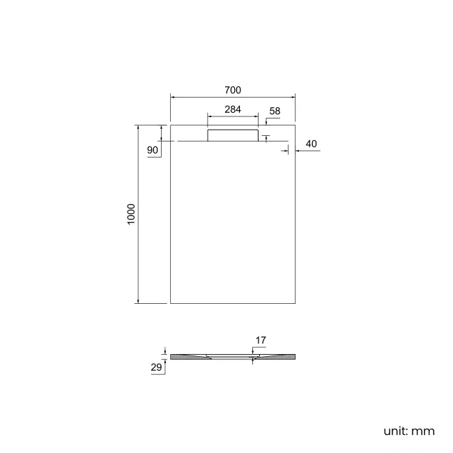 Tokyo Rectangular Matt Grey Slate Texture Stone Shower Tray 1000x700mm
