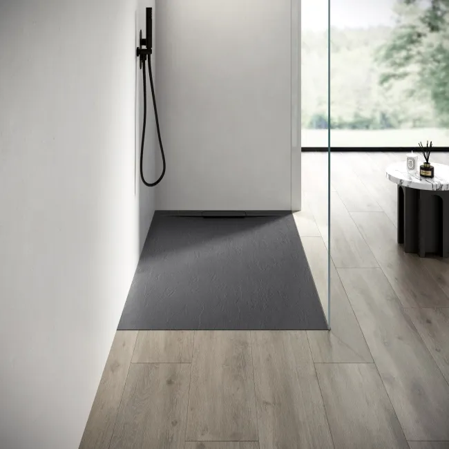Tokyo Rectangular Matt Grey Slate Texture Stone Shower Tray 1400x700mm