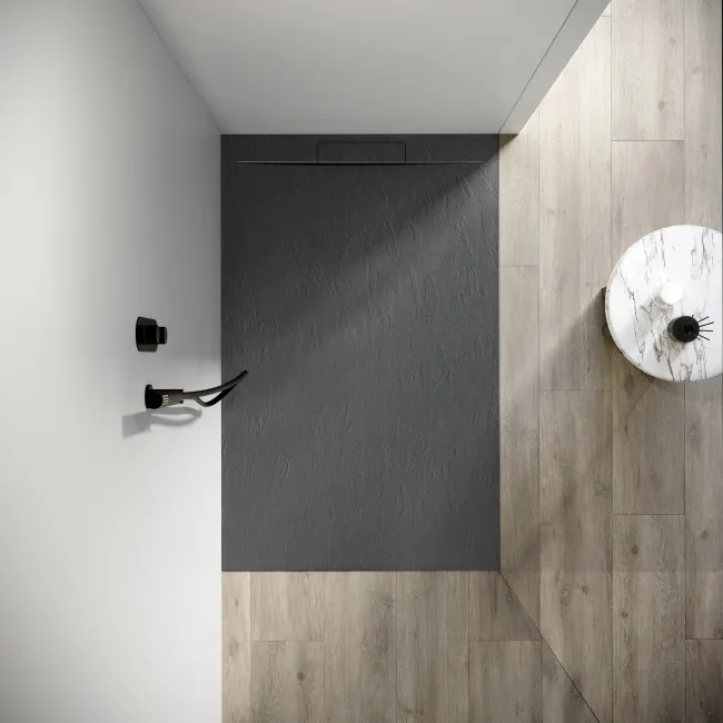 Tokyo Rectangular Matt Grey Slate Texture Stone Shower Tray 1400x700mm