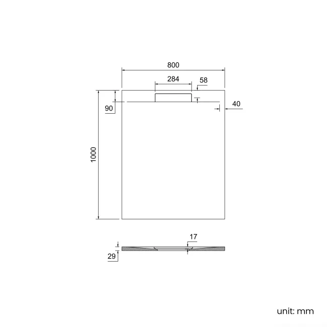 Tokyo Rectangular Matt Grey Slate Texture Stone Shower Tray 1000x800mm