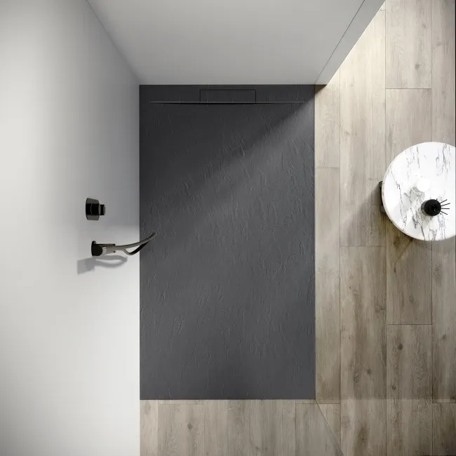 Tokyo Rectangular Matt Grey Slate Texture Stone Shower Tray 1700x900mm