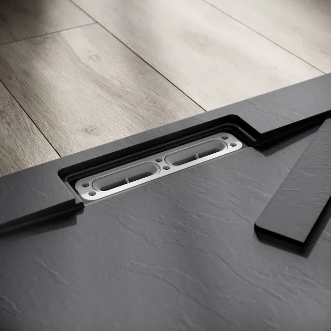 Tokyo Rectangular Matt Grey Slate Texture Stone Shower Tray 1700x900mm