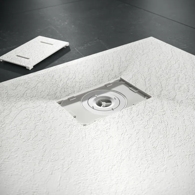 Berlin Rectangular Matt White Slate Effect SMC Composite Shower Tray 1800x800mm