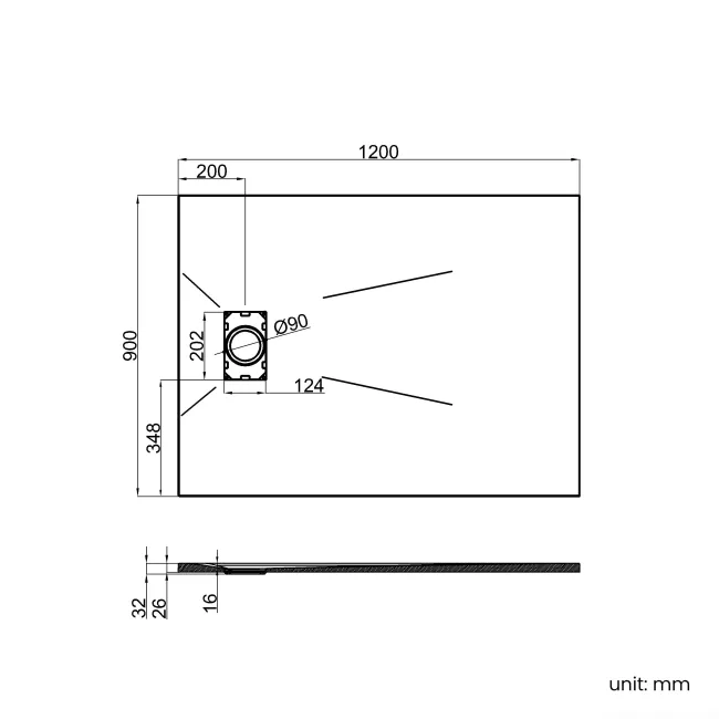 Berlin Rectangular Matt White Slate Effect SMC Composite Shower Tray 1200x900mm