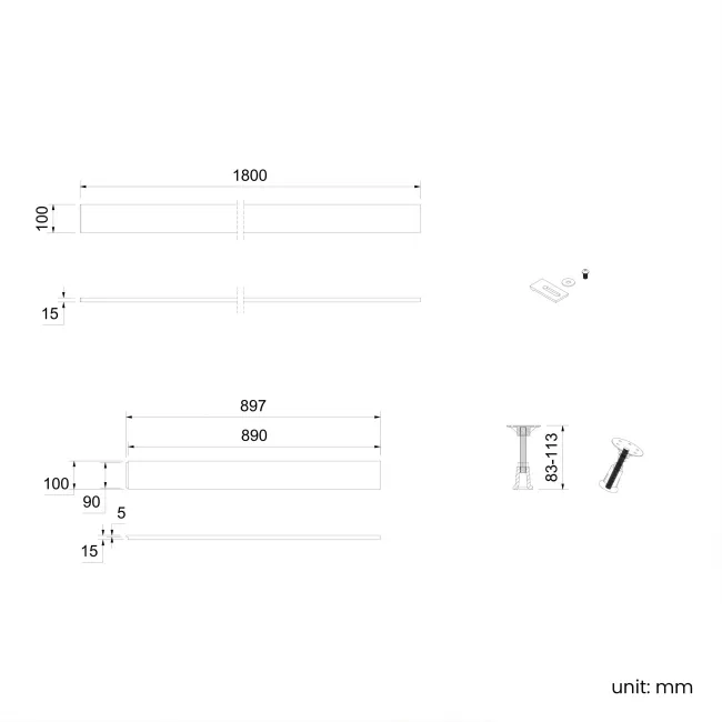 Doha Rectangular Gloss White Anti-Slip Stone Shower Tray 1600x900mm & Riser Kit