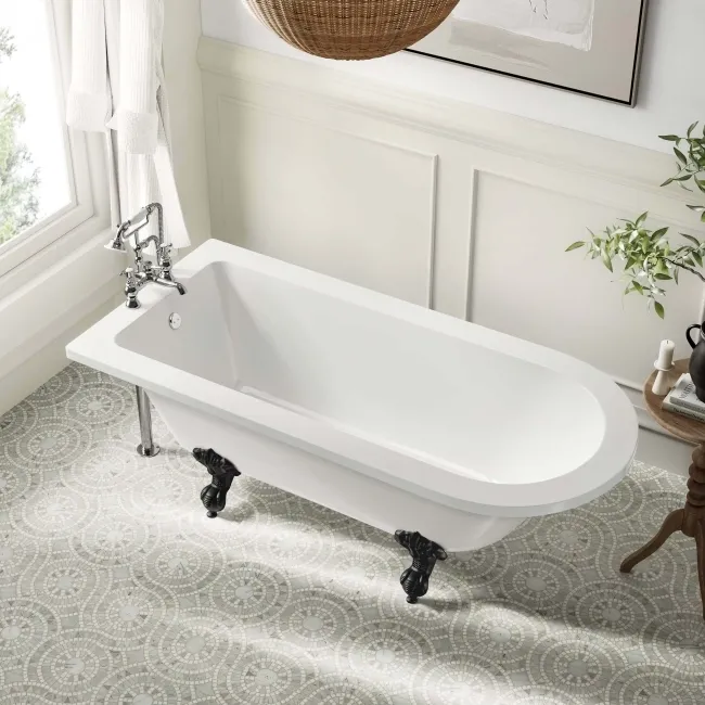 Abingdon 1700mm Single Ended Roll Top Bath - Black Ball Feet