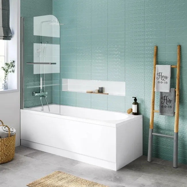 Stafford 1700x700 Shower Bath & 4mm Screen with Rail