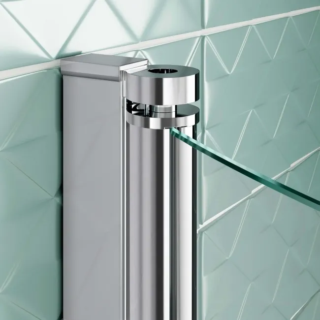 P Shaped 1700 Shower Bath with Front Panel & 4mm Screen with Rail - Left Handed