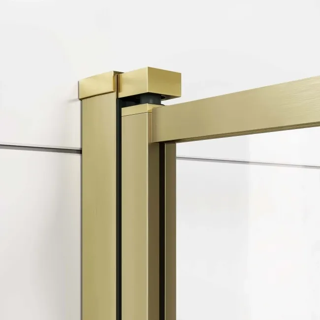 Hereford 1700x700 Square Shower Bath & 6mm Easy Clean Brushed Brass Framed Bath Screen