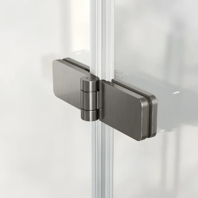 Brixton L Shaped 1700 Shower Bath with Front Panel & 6mm Easy Clean Brushed Gunmetal Folding Bath Screen - Left Handed
