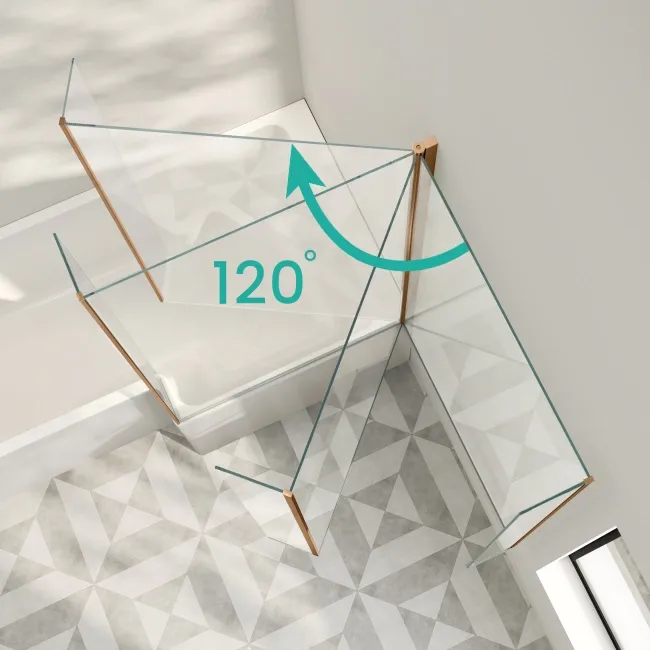 Brixton L Shaped 1500 Shower Bath & 6mm Brushed Copper Easy Clean Screen - Right Handed
