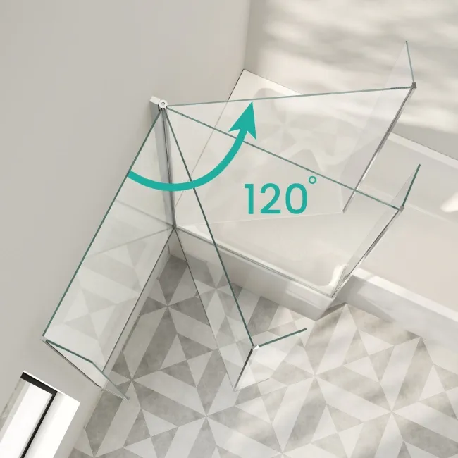 Brixton L Shaped 1500 Shower Bath with Front Panel & 6mm Chrome Easy Clean Screen - Left Handed