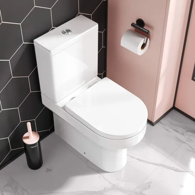 Denver Rimless Fully Back to Wall Close Coupled Toilet & Pedestal Basin Set
