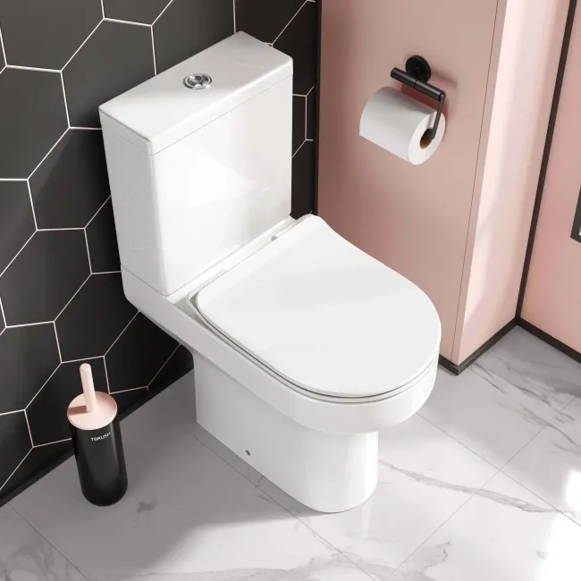 Denver Rimless Comfort Height Close Coupled Toilet & Pedestal Basin Set