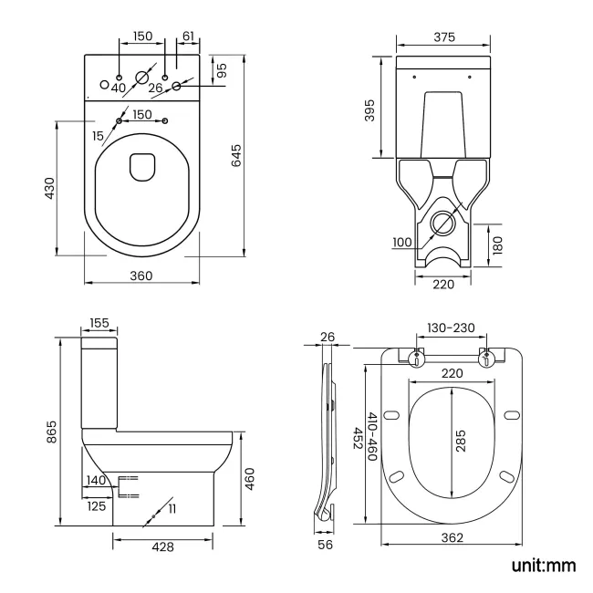 Denver Rimless Comfort Height Close Coupled Toilet & Pedestal Basin Set
