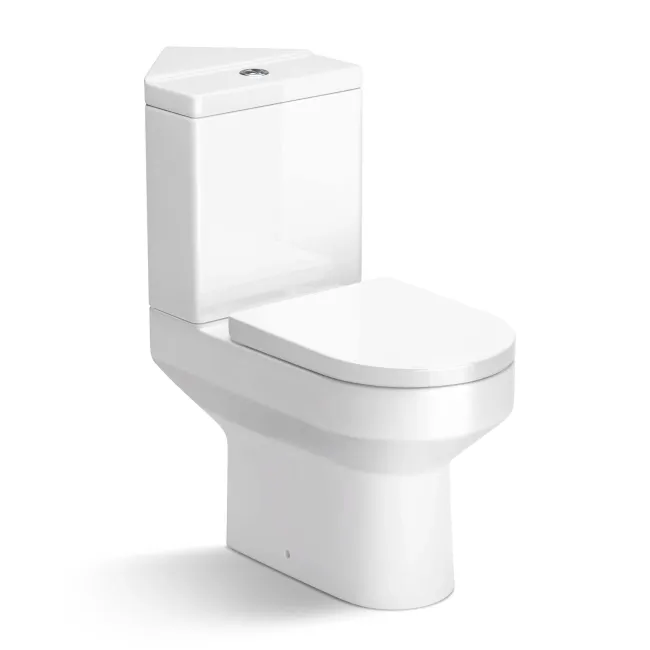 Denver Rimless Close Coupled Corner Toilet With Soft Close Seat