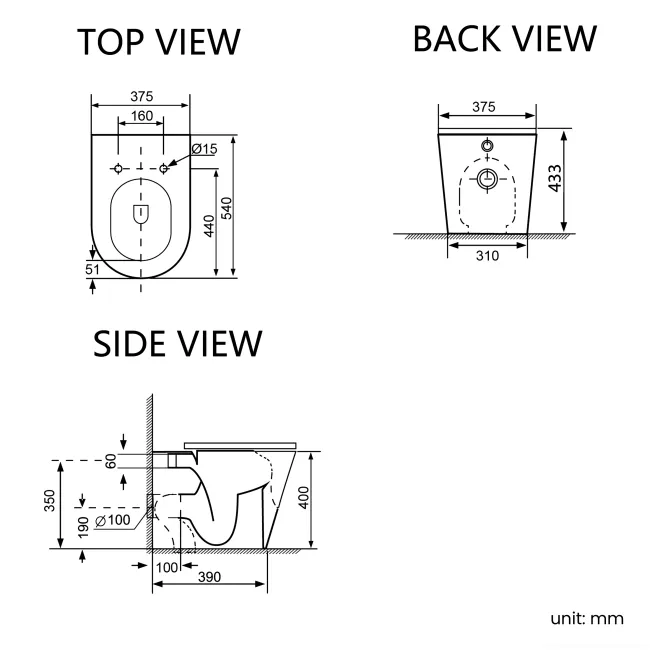 Loma Rimless Back To Wall Toilet With Premium Soft Close Slim Seat