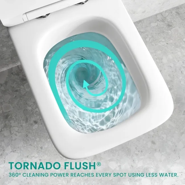 Kent Matt White Rimess Tornado Wall Hung Toilet With Premium Soft Close Slim Seat