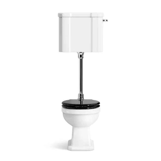 Enid Traditional Toilet With Low-Level Cistern and Gloss Black Wooden Seat