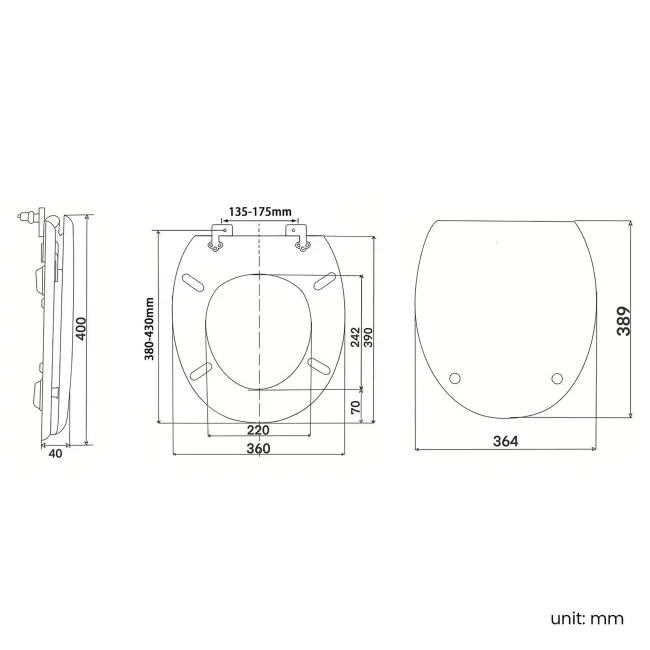 Enid Traditional Toilet With Low-Level Cistern and Gloss Black Wooden Seat