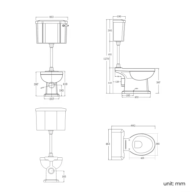 Enid Traditional Low-Level Toilet With Gloss White Wooden Seat & Pedestal Basin - Double Tap Hole