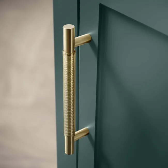 Bermuda Midnight Green Floor Standing Tall Cabinet 1500x350mm - Brass Knurled Handles