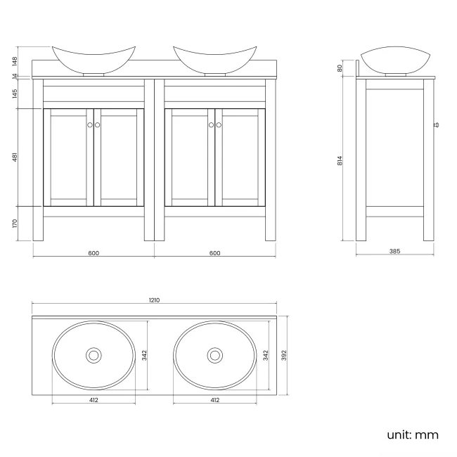 Bermuda Dove Grey Vanity with Marble Top & Oval Counter Top Basin 1200mm