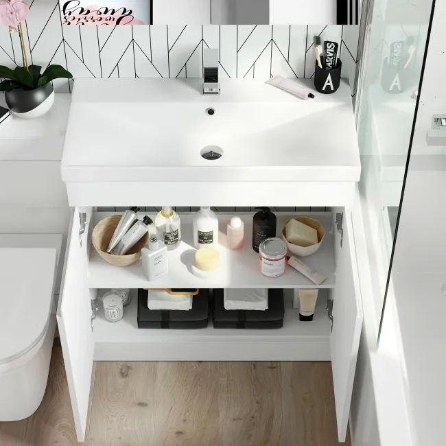 Trent Gloss White Combination Vanity Basin and Aruba Toilet 1300mm