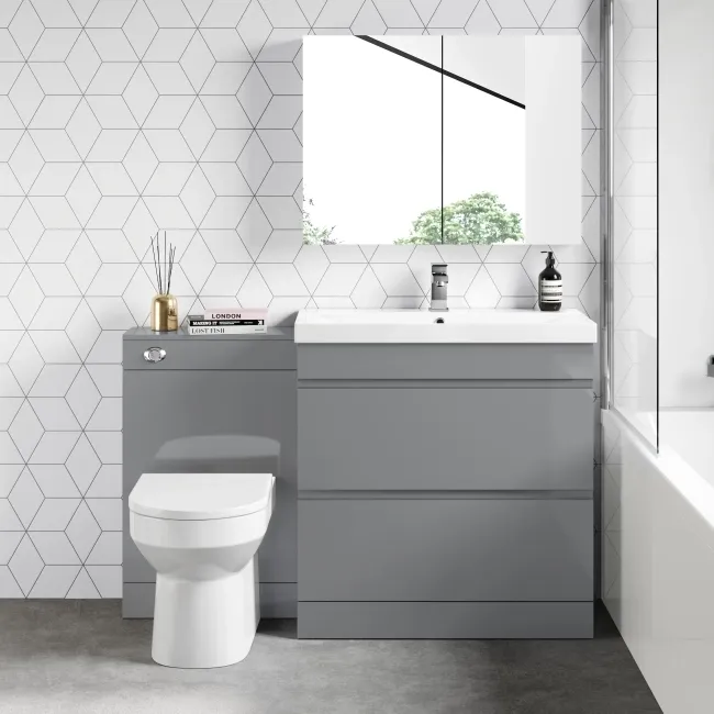 Trent Stone Grey Combination Basin Drawer and Miami Toilet 1300mm