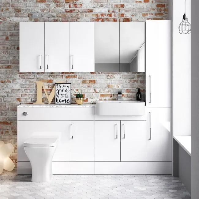 Harper Gloss White Combination Vanity Basin with Marble Top & Atlanta Toilet 1500mm