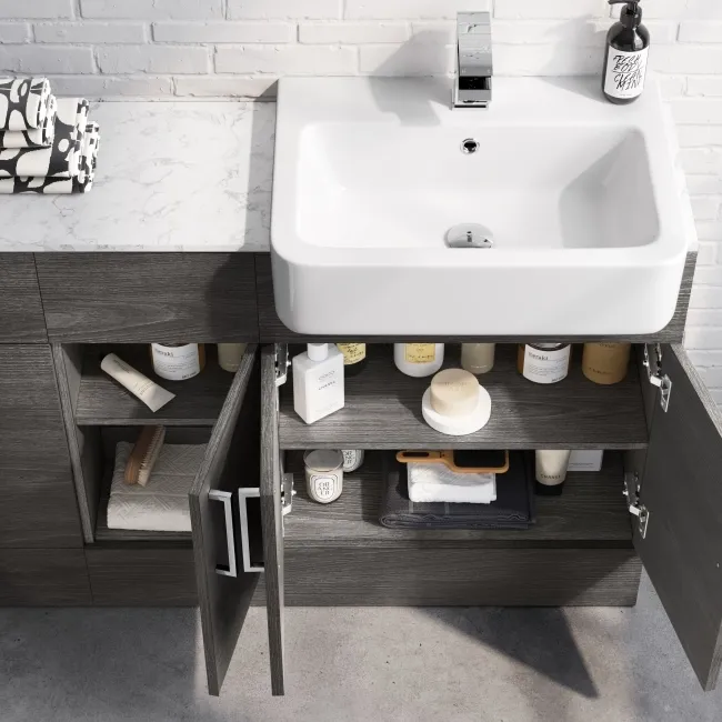 Harper Charcoal Elm Combination Vanity Basin with Marble Top & Atlanta Toilet 1500mm