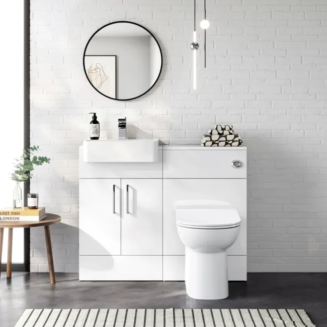 Harper Gloss White Back To Wall Unit 500mm and Aruba Toilet