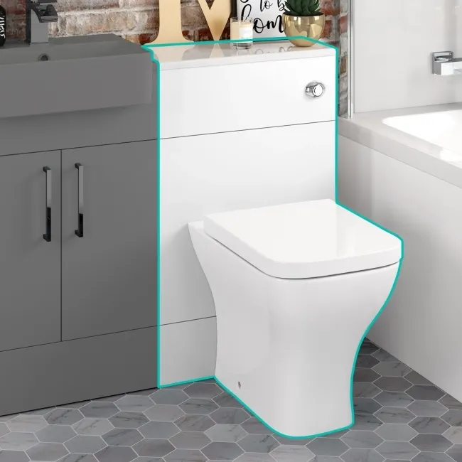 Harper Gloss White Back To Wall Unit 500mm and Atlanta Toilet