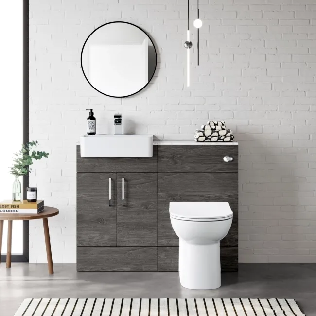 Harper Charcoal Elm Combination Vanity Basin with Marble Top & Aruba Toilet 1000mm