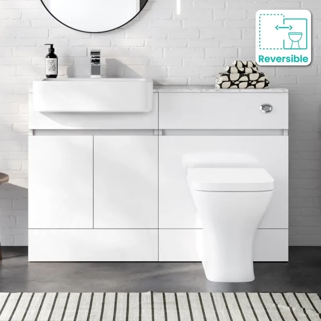 Foster Gloss White Combination Vanity Basin with Marble Top & Atlanta Toilet 1200mm