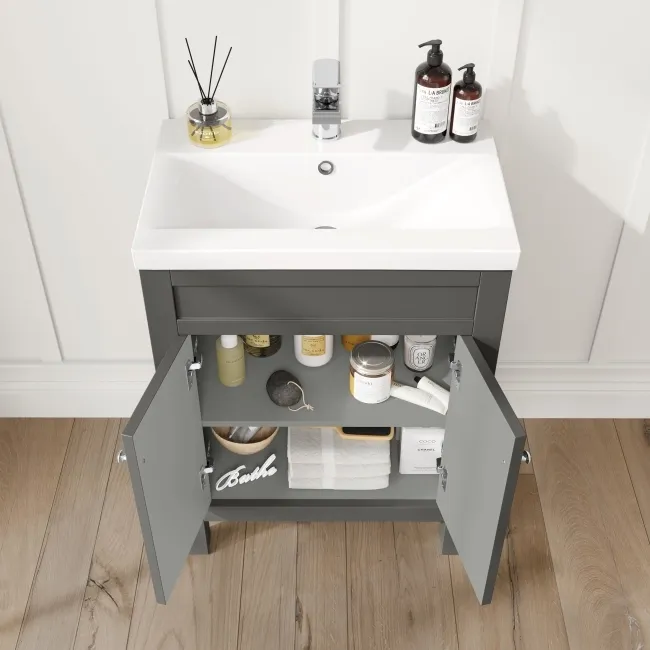Bermuda Graphite Grey Combination Vanity Basin and Seattle Toilet 1100mm