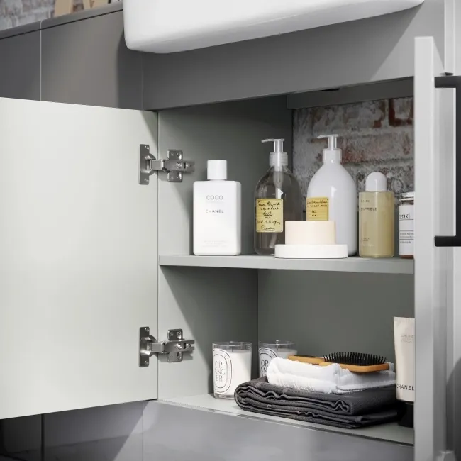 Harper Stone Grey Combination Vanity Basin 1500mm - Black Accents (Excludes Pan + Cistern)