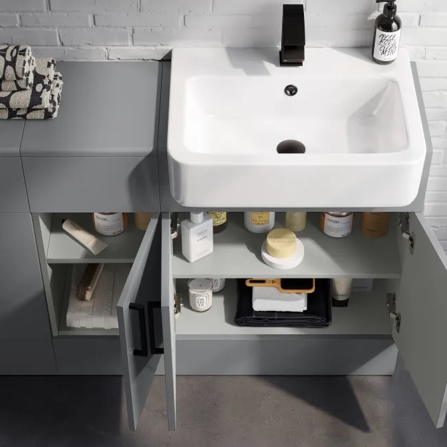 Harper Stone Grey Combination Vanity Basin and Aruba Toilet 1500mm - Black Accents
