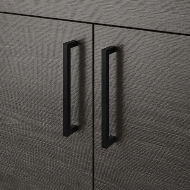 Harper Charcoal Elm Basin Vanity and Back To Wall Toilet Unit 1000mm - Black Accents