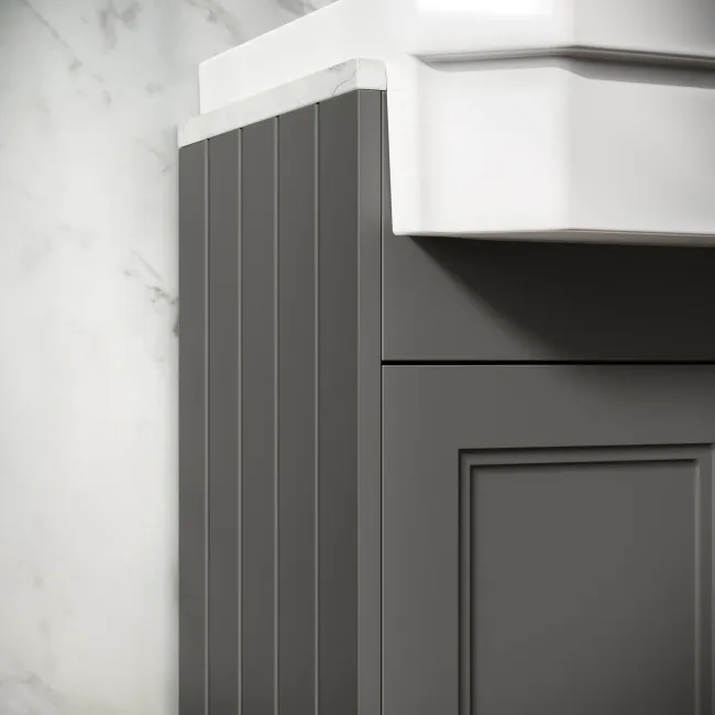 Monaco Graphite Grey Combination Vanity Traditional Basin with Marble Top and Seattle Toilet 1500mm