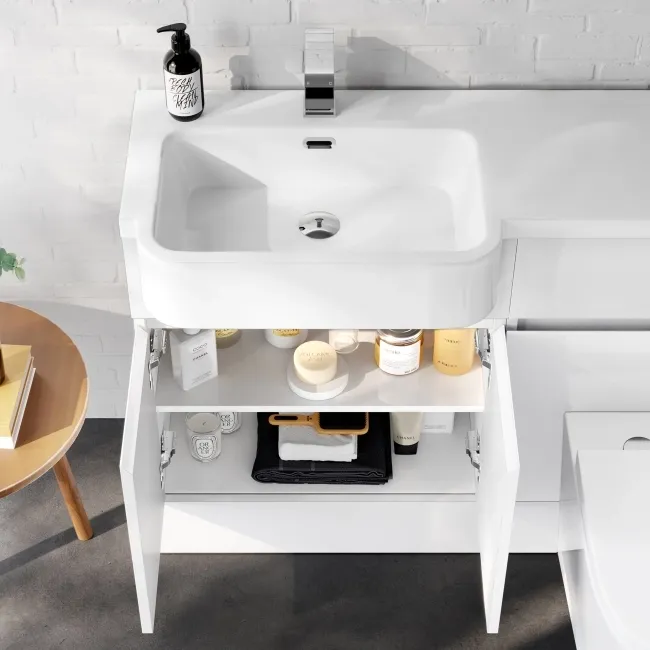 Foster Gloss White Combination Vanity Basin and Boston Toilet 1200mm - Left Handed