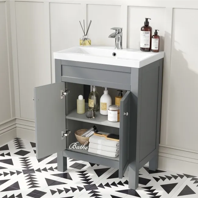 Bermuda Dove Grey Combination Vanity Basin and Boston Toilet 1100mm