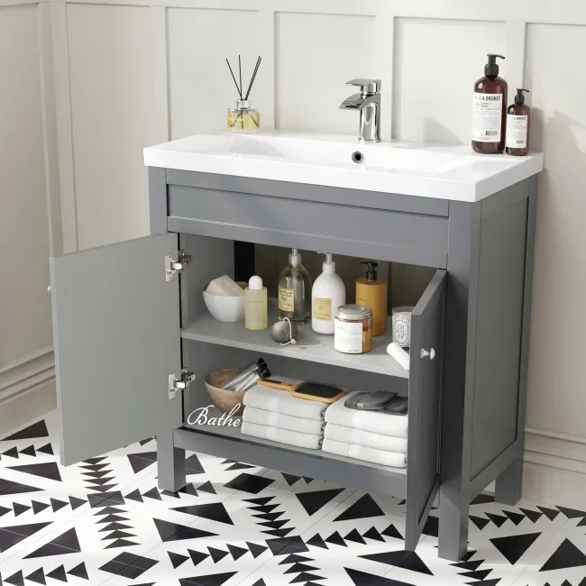 Bermuda Dove Grey Combination Vanity Basin and Boston Toilet 1300mm